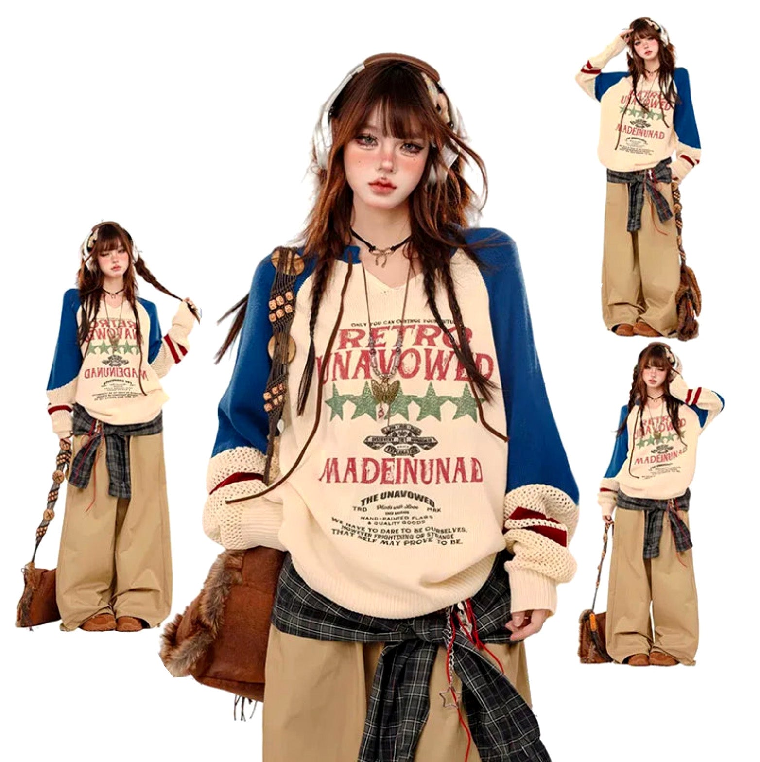 Kpop Idol Vintage Women Knitted Sweater