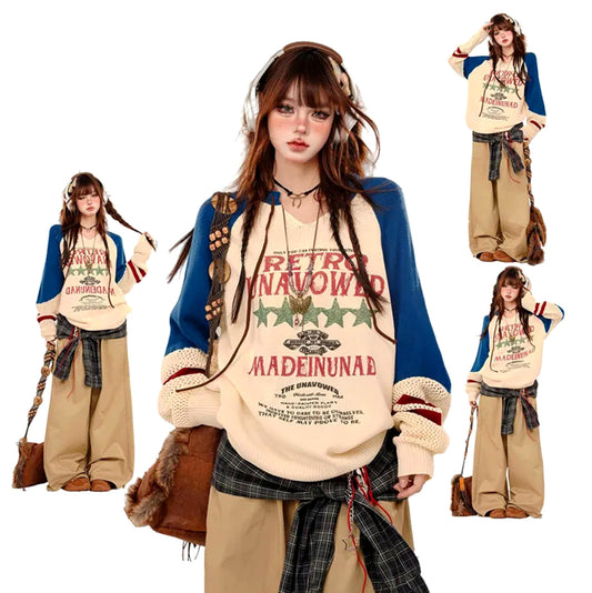 Kpop Idol Vintage Women Knitted Sweater