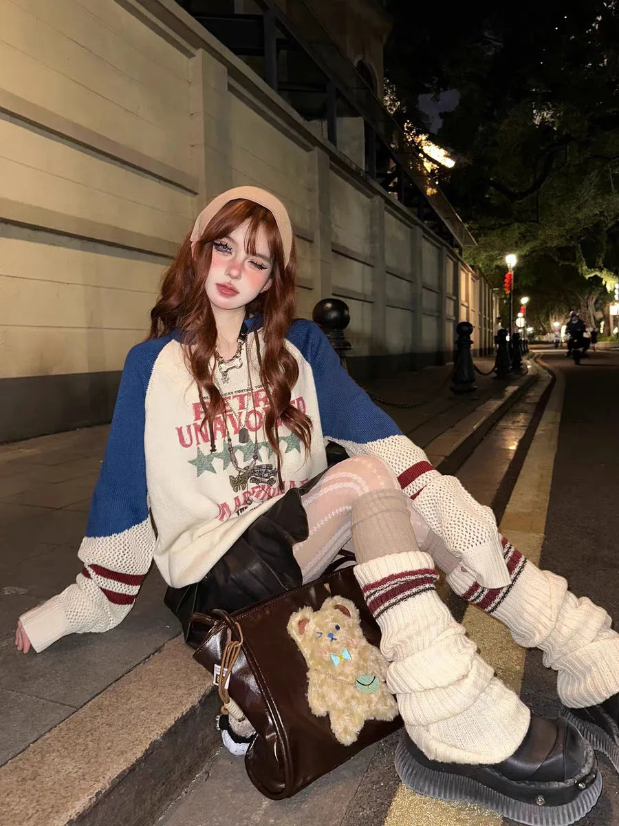 Kpop Idol Vintage Women Knitted Sweater