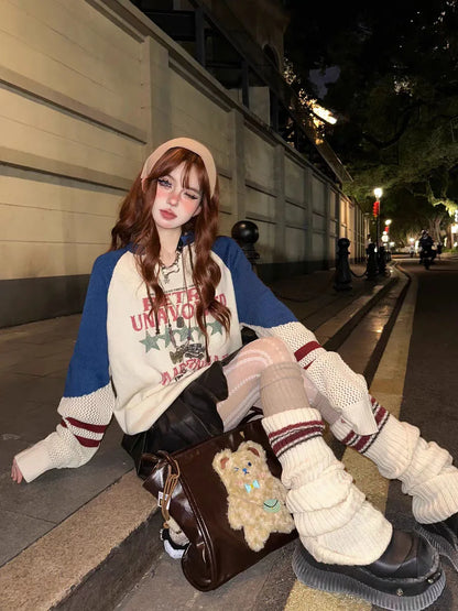 Kpop Idol Vintage Women Knitted Sweater