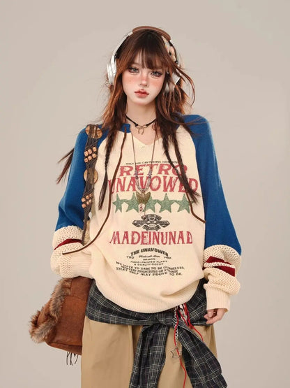 Kpop Idol Vintage Women Knitted Sweater