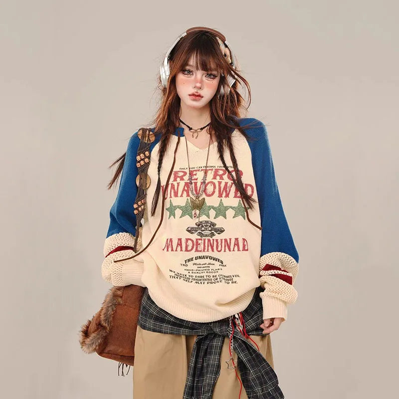 Kpop Idol Vintage Women Knitted Sweater