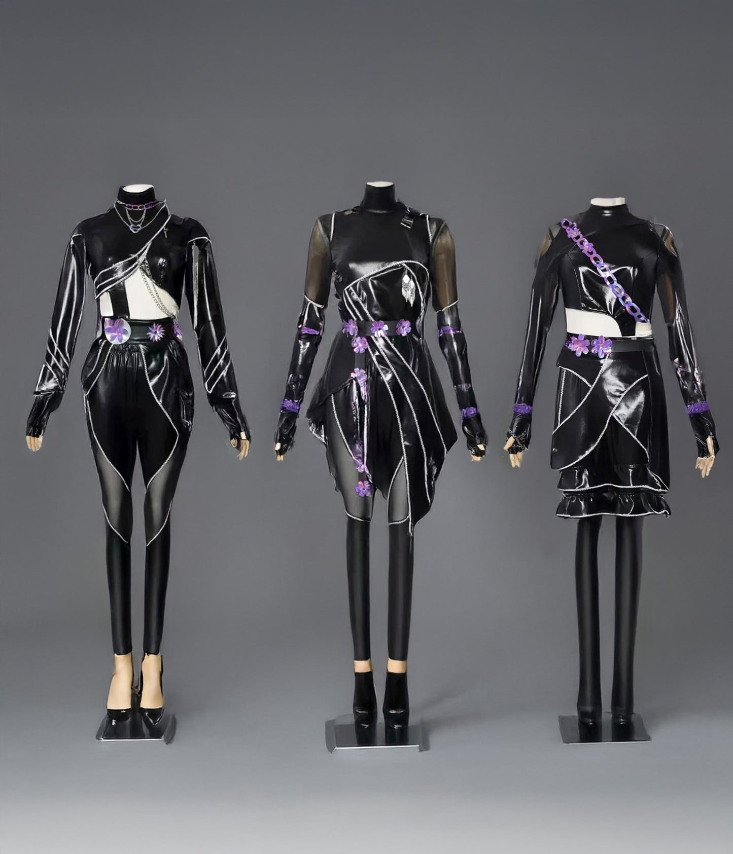 Kpop Demons Hunters Rumi, Zoey, Mira Cosplay - Black Outfits