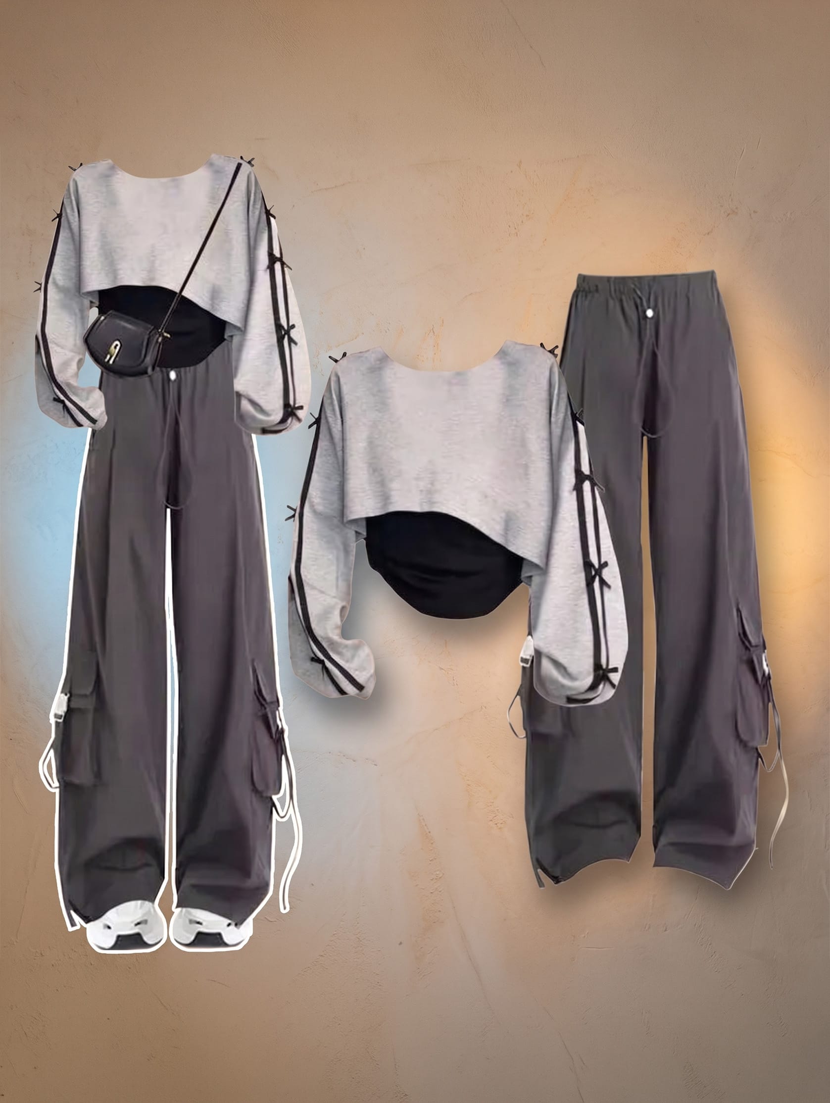 Layered Two-Piece Set Grey Pants/ Grey Sweater / XL Subversive Layered Utility Cargo-Set 2