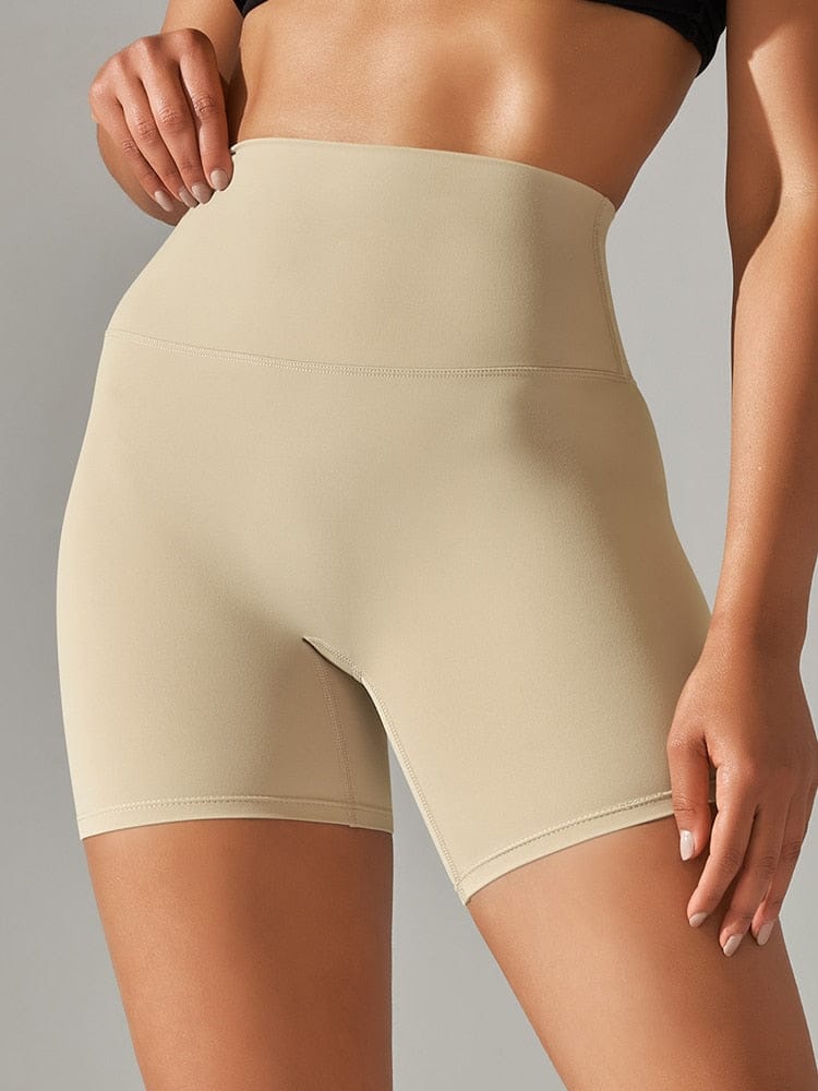 Light Apricot / XS Biker Shorts Medium-Height/ Women's Gym Shorts /Yoga Shorts (Ellie Survivor's Edge)