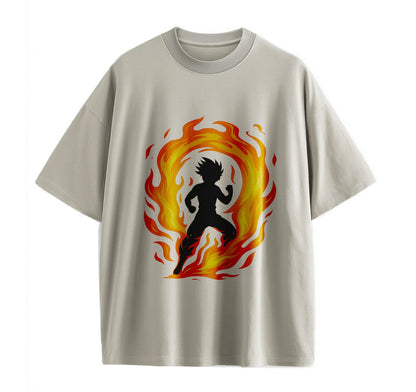 Light Coffee / XS Cosmic Battle Anime Oversize T-Shirt