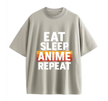 Light Coffee / XS Eat Sleep Anime Repeat 1 Oversize T-Shirt