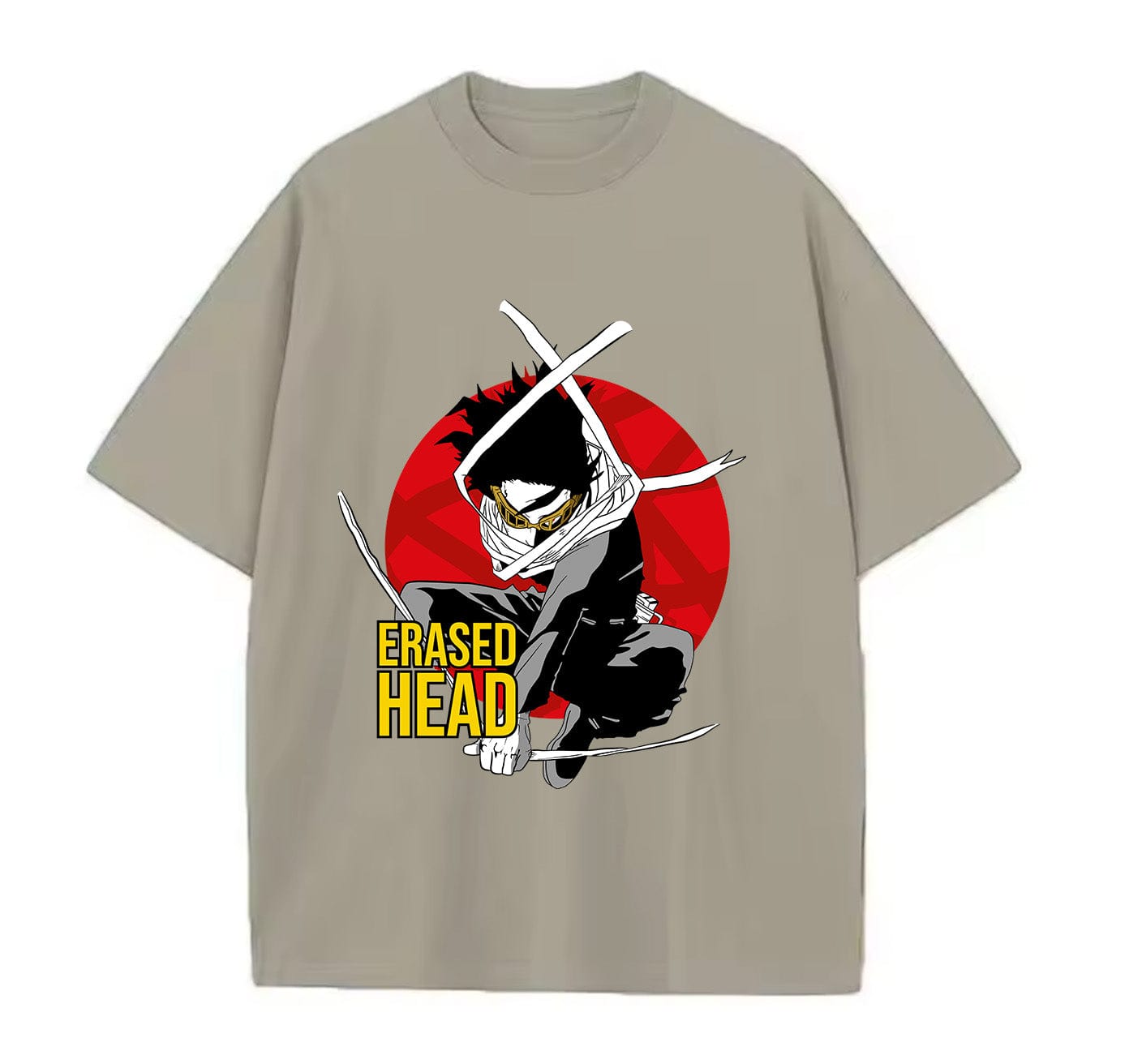 Light Coffee / XS Erased Head (My Hero Academia) Anime Oversize T-Shirt