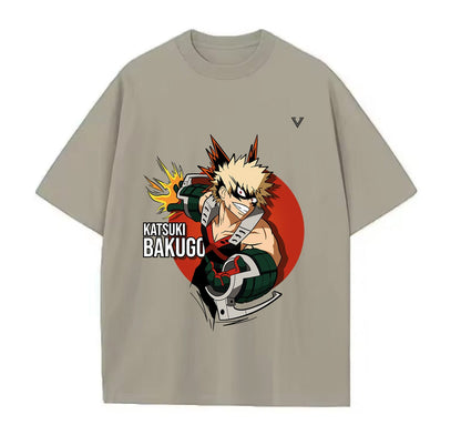 Light Coffee / XS Katsuki Bakugo (My Hero Academia) Anime Oversize T-Shirt