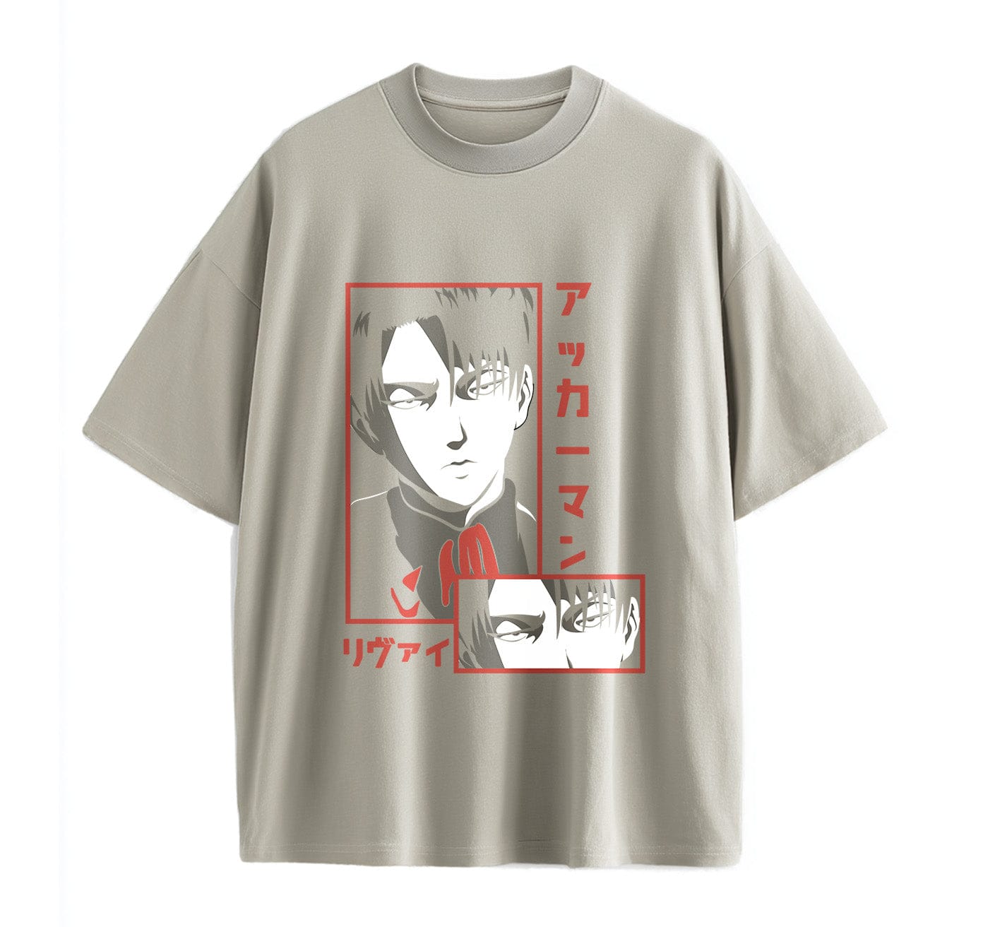 Light Coffee / XS Levi (SNK2) Anime Oversize T-Shirt