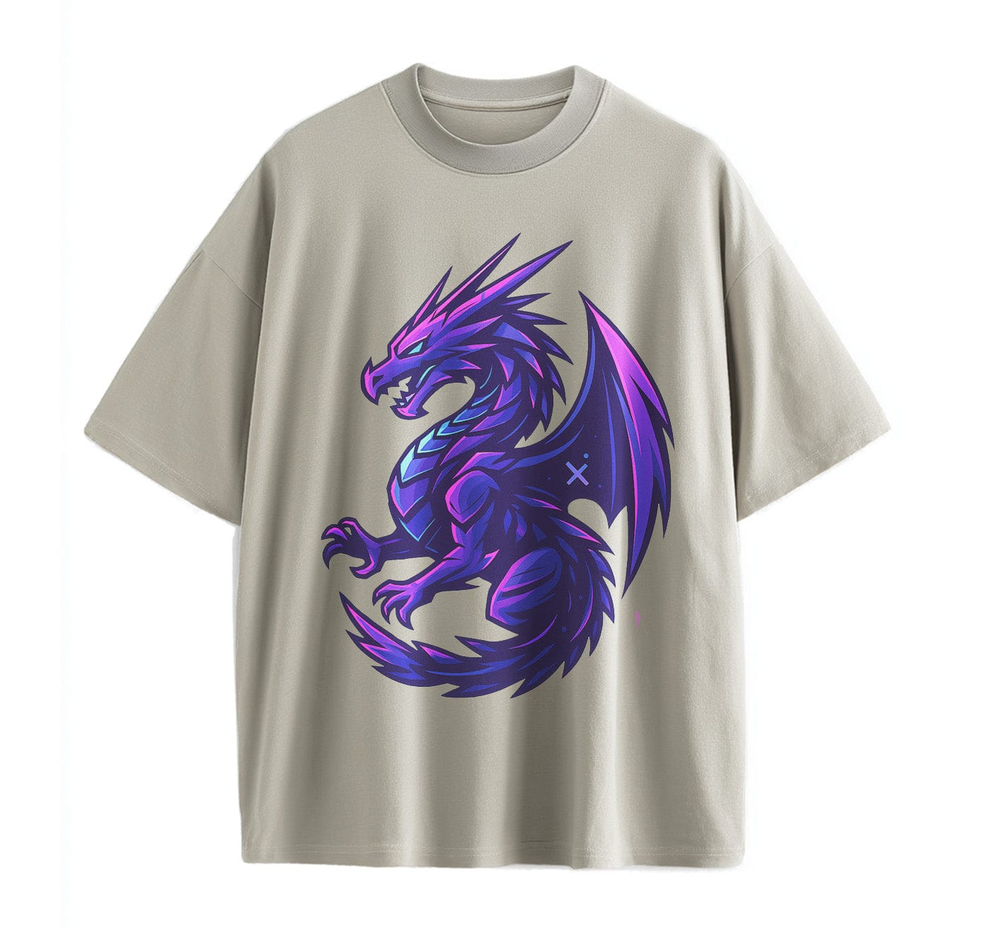 Light Coffee / XS Neon Dragon Anime Oversize T-Shirt