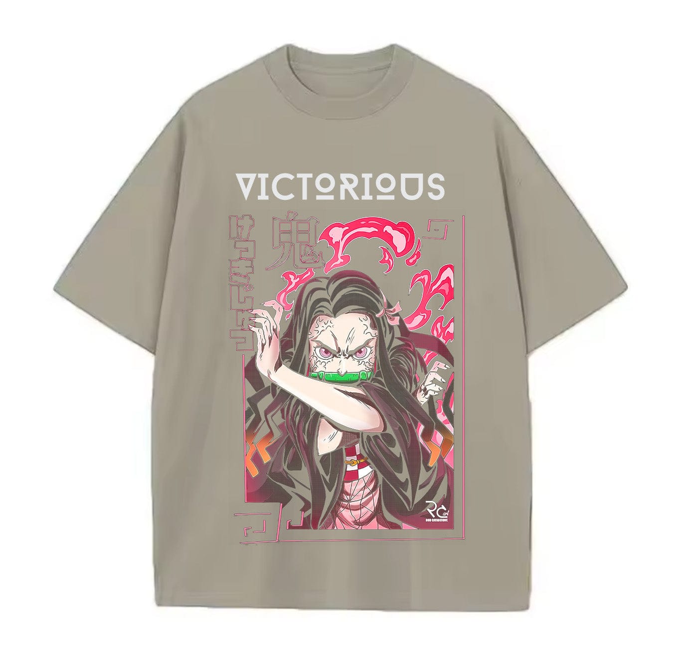 Light Coffee / XS Nezuko (Demon Slayer)  Anime Oversize T-Shirt