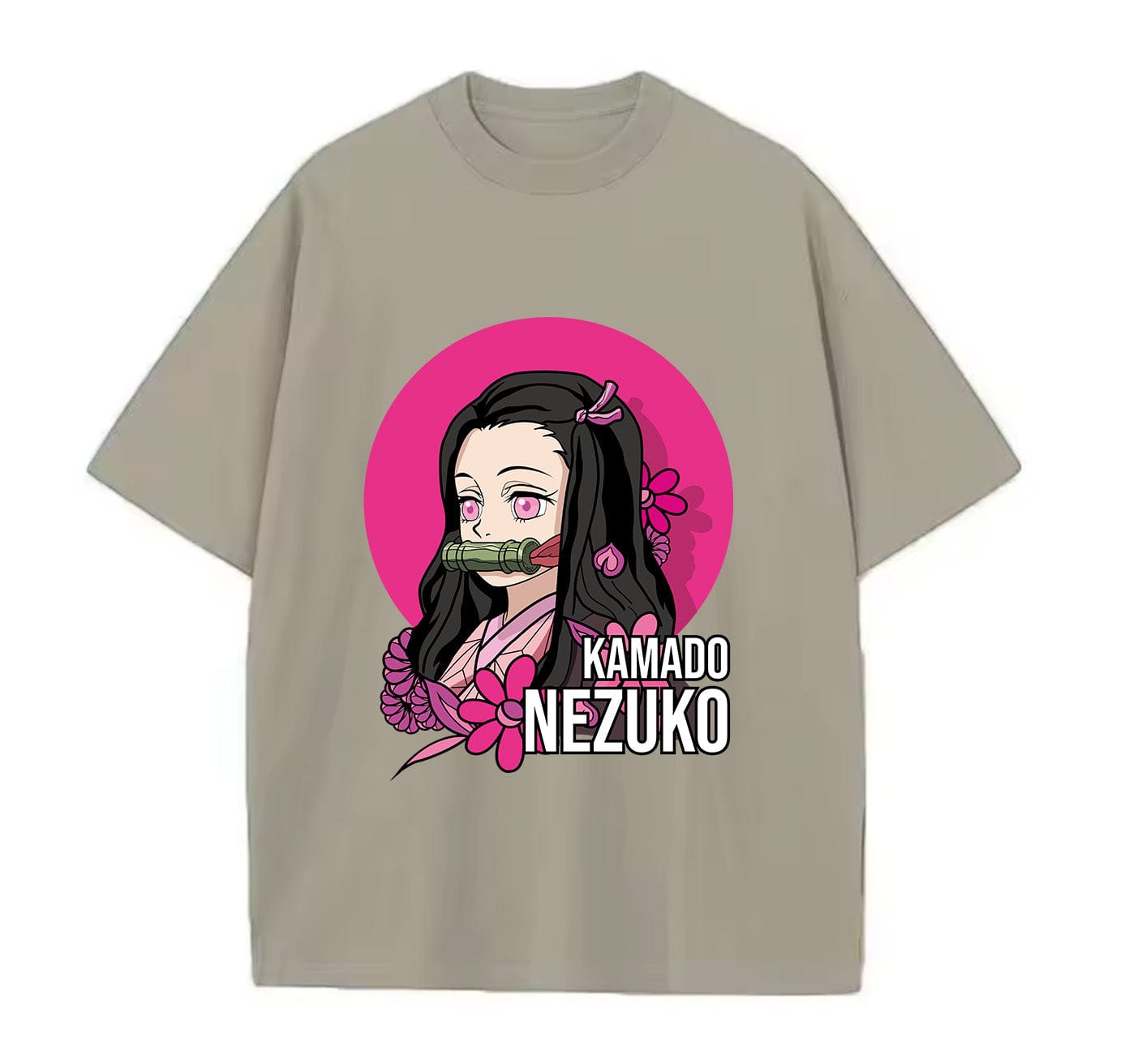 Light Coffee / XS Nezuko (Demons Slayer) Anime Oversize T-Shirt