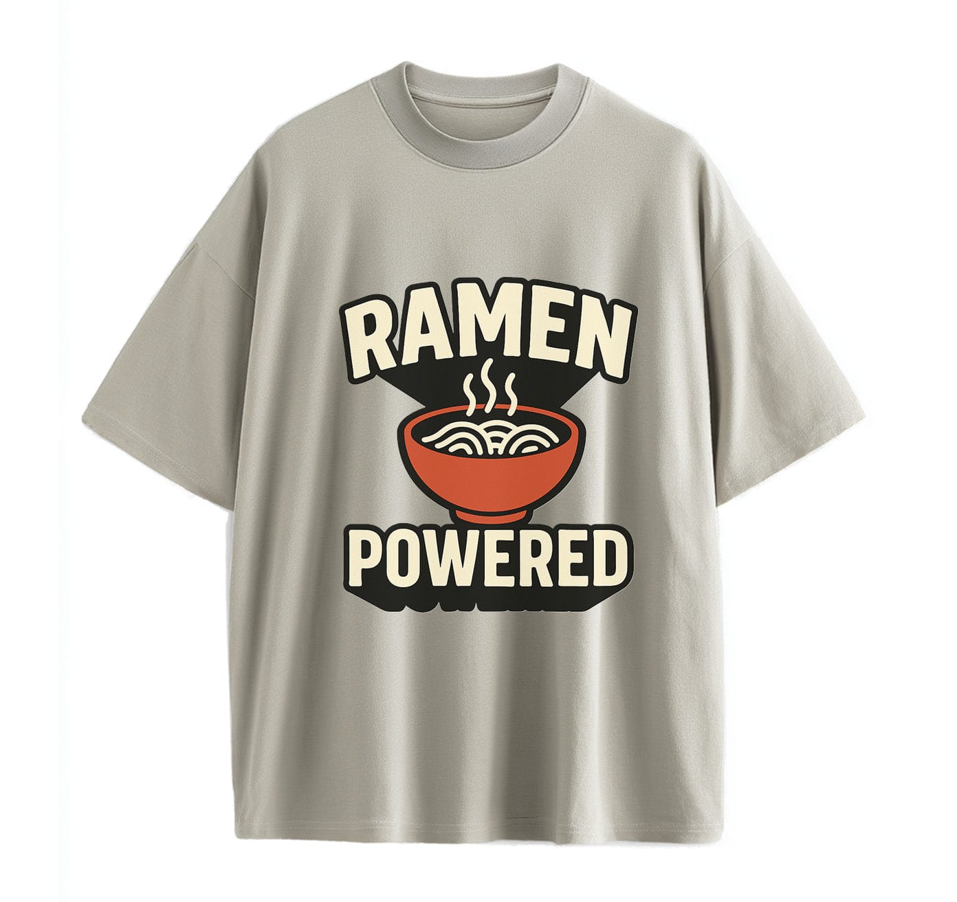 Light Coffee / XS Ramen Powered Anime Oversize T-Shirt