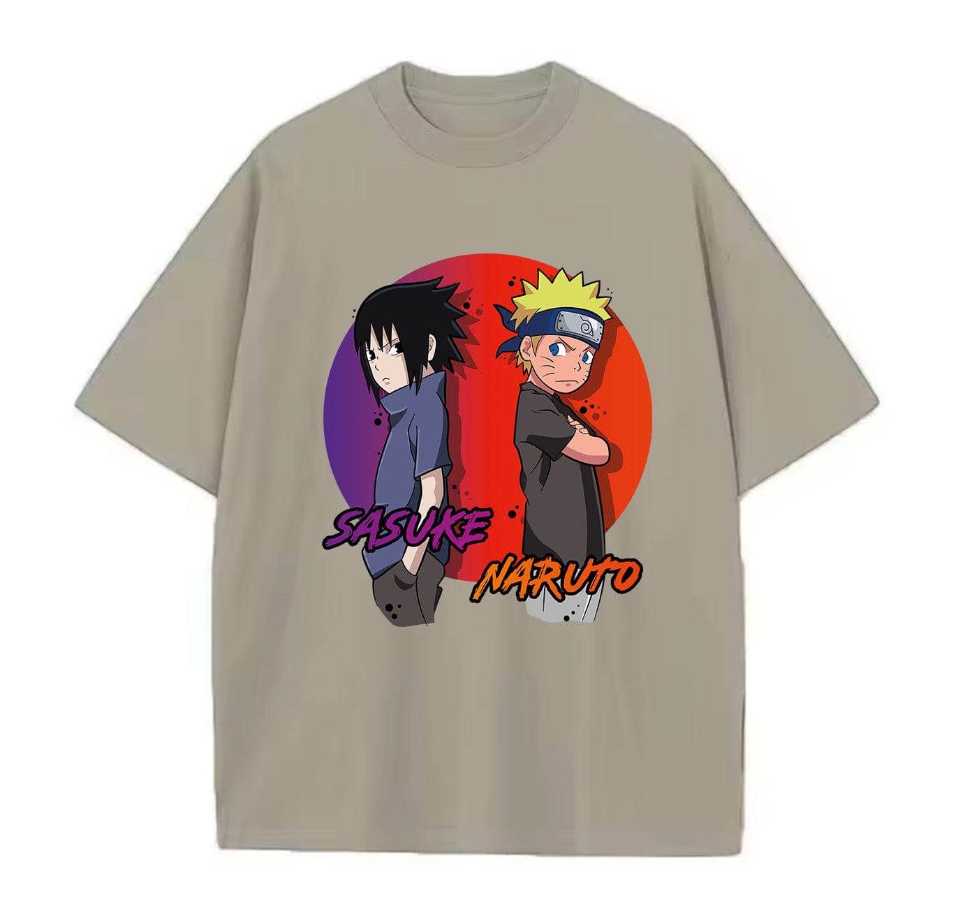 Light Coffee / XS Sasuke (Naruto) Anime Oversize T-Shirt