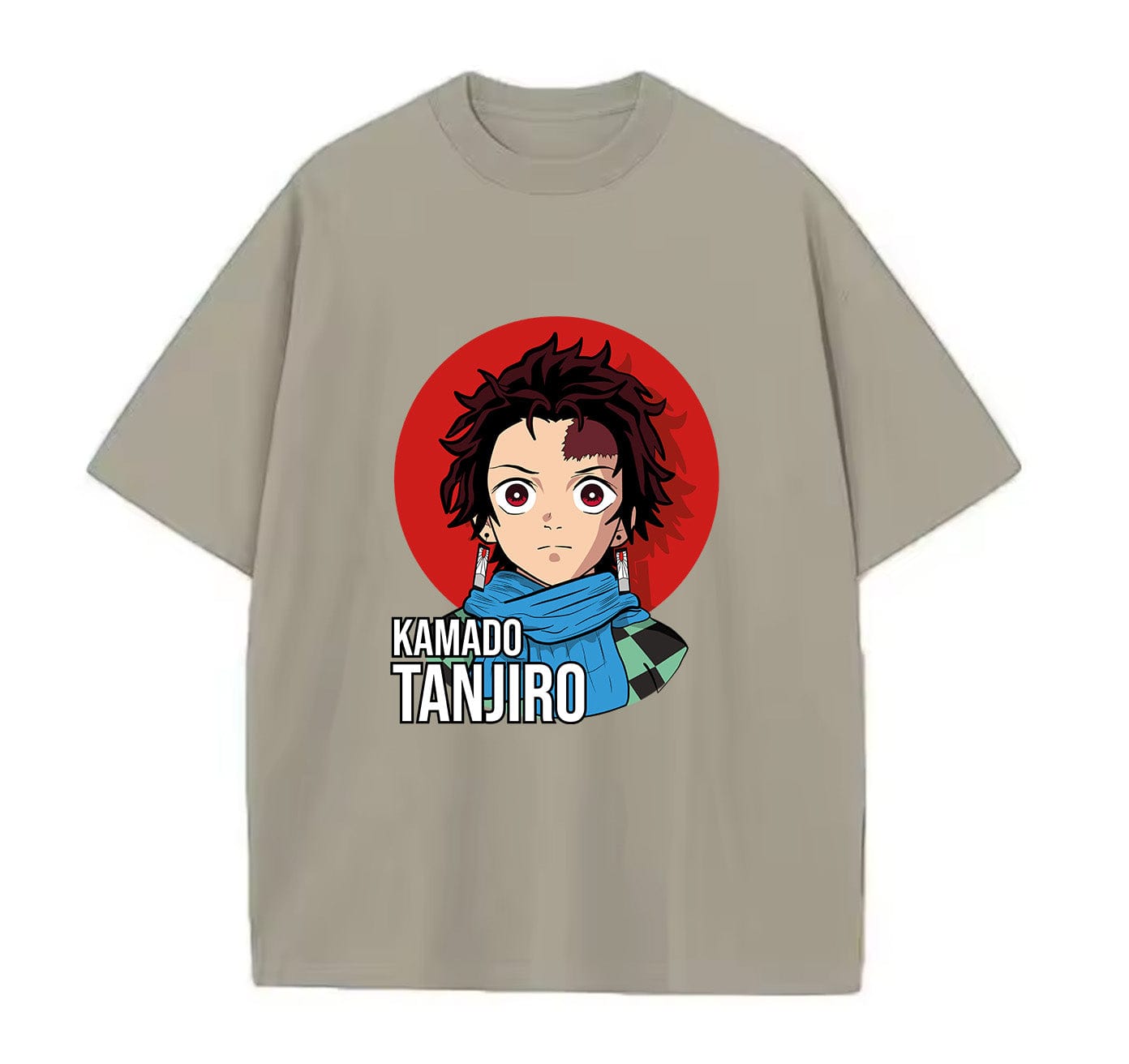 Light Coffee / XS Tanjiro (Demon Slayer) Anime Oversize T-Shirt