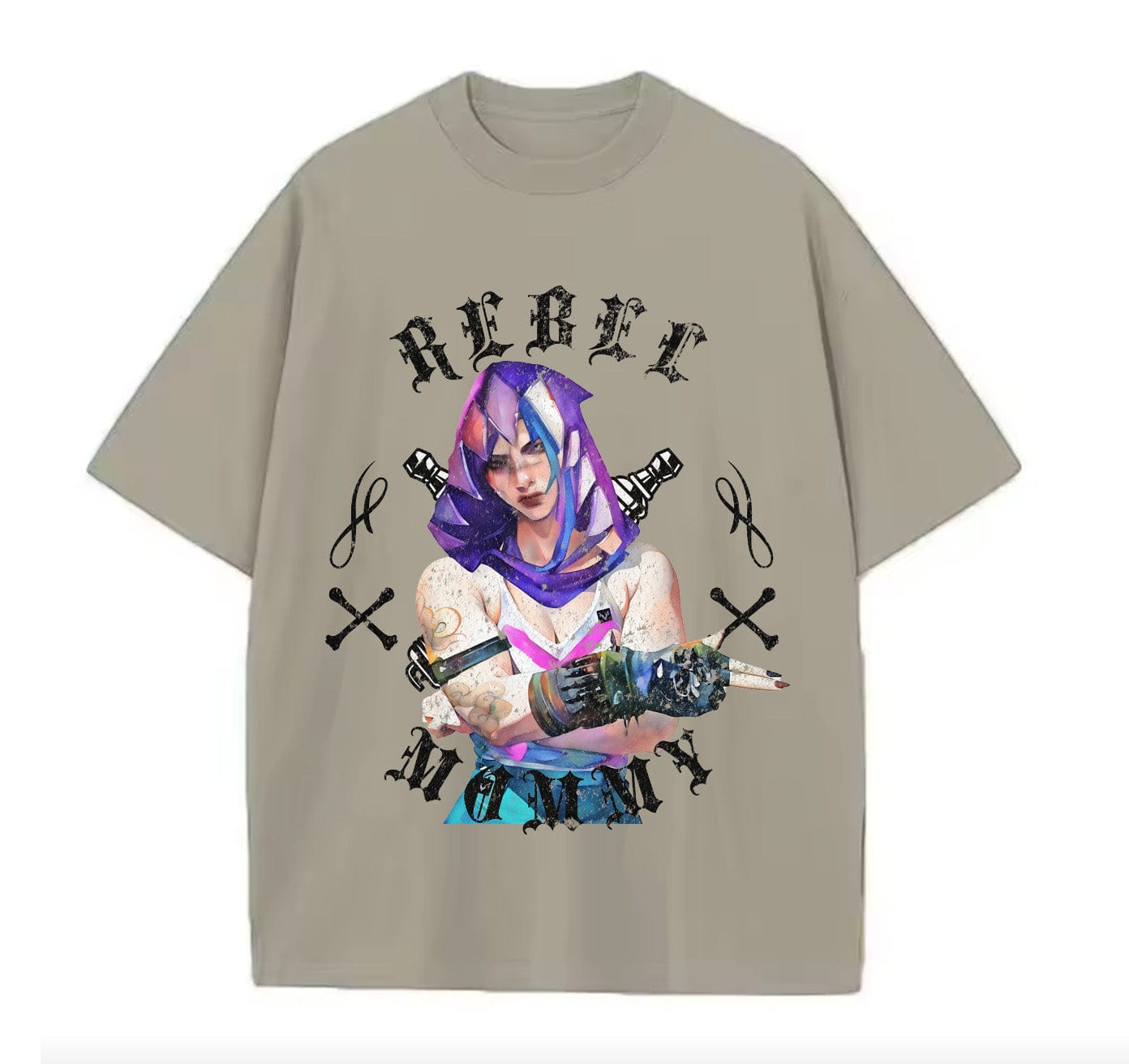 Light Coffee / XS VI Rebel Mommy (Arcane) Anime Oversize T-shirt