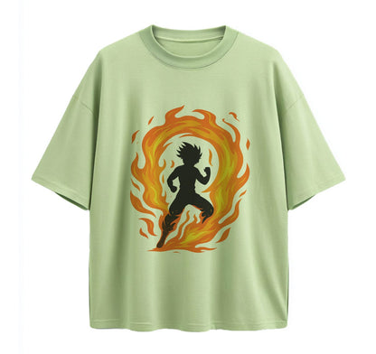 Light Green / XS Cosmic Battle Anime Oversize T-Shirt