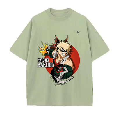 Light Green / XS Katsuki Bakugo (My Hero Academia) Anime Oversize T-Shirt