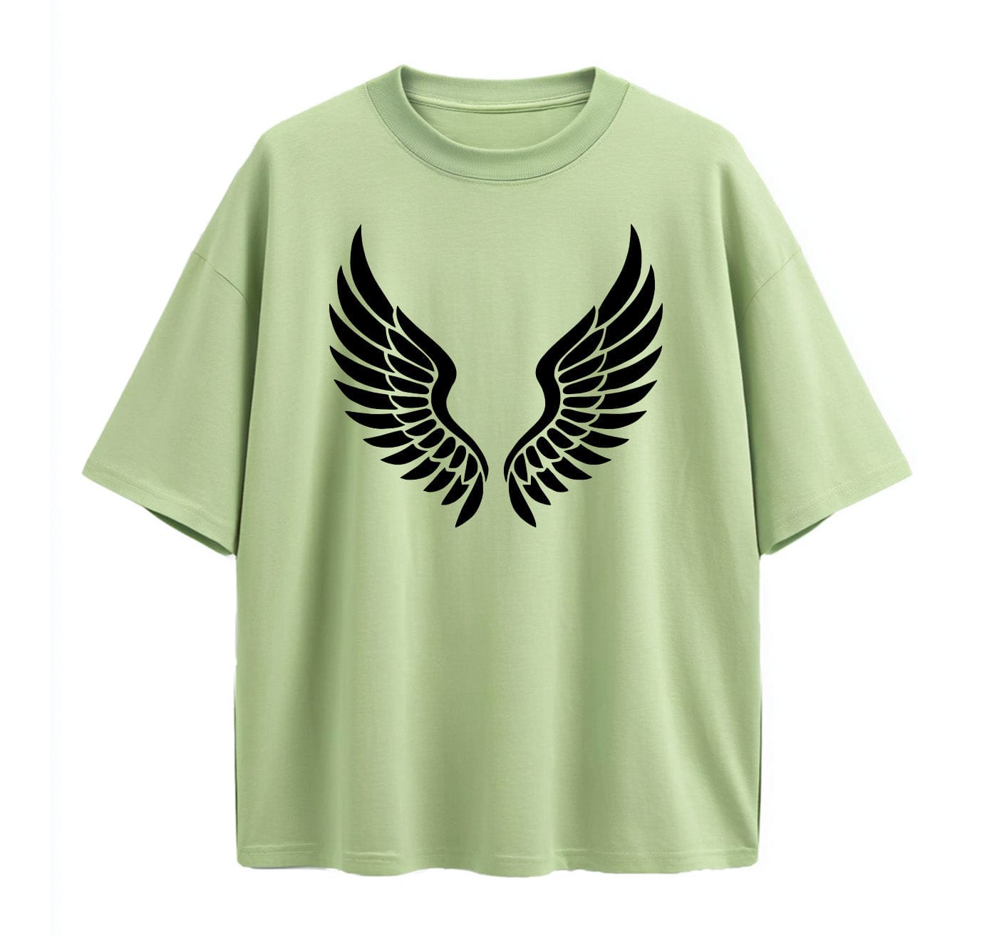 Light Green / XS Leaf‑Swirl Symbol Anime Oversize T-Shirt