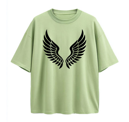 Light Green / XS Leaf‑Swirl Symbol Anime Oversize T-Shirt