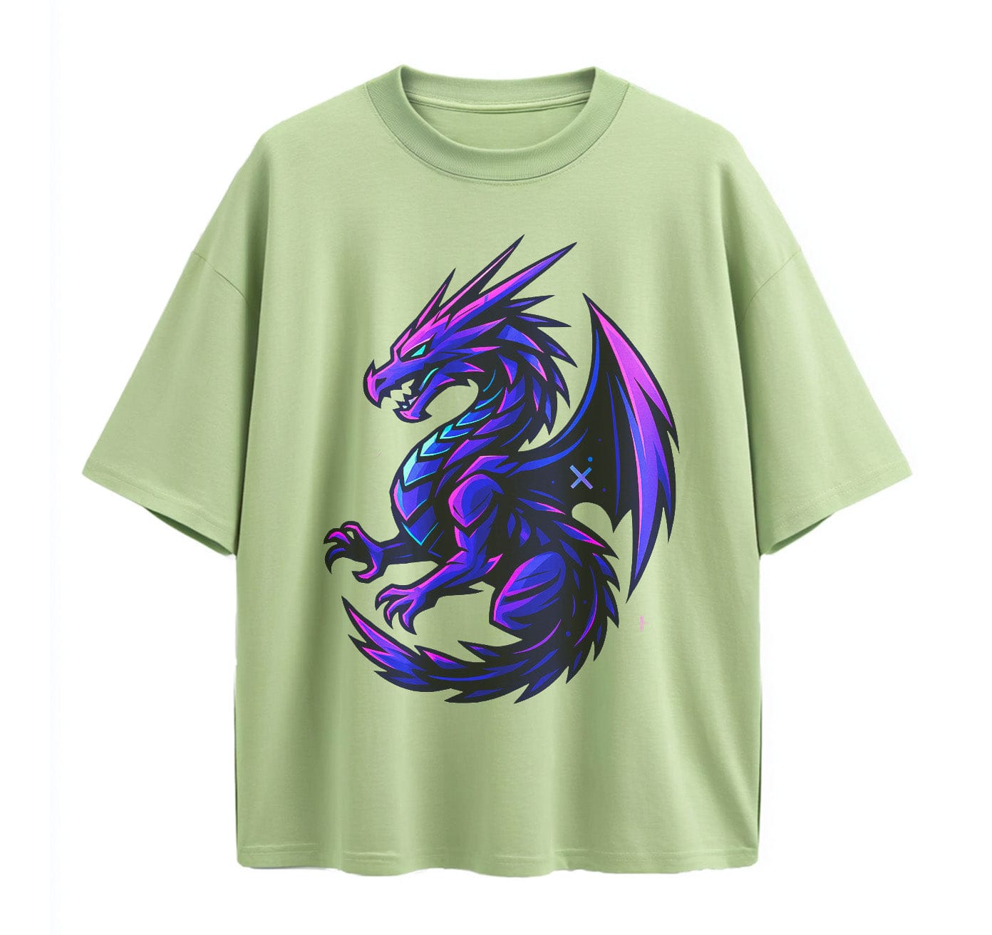 Light Green / XS Neon Dragon Anime Oversize T-Shirt