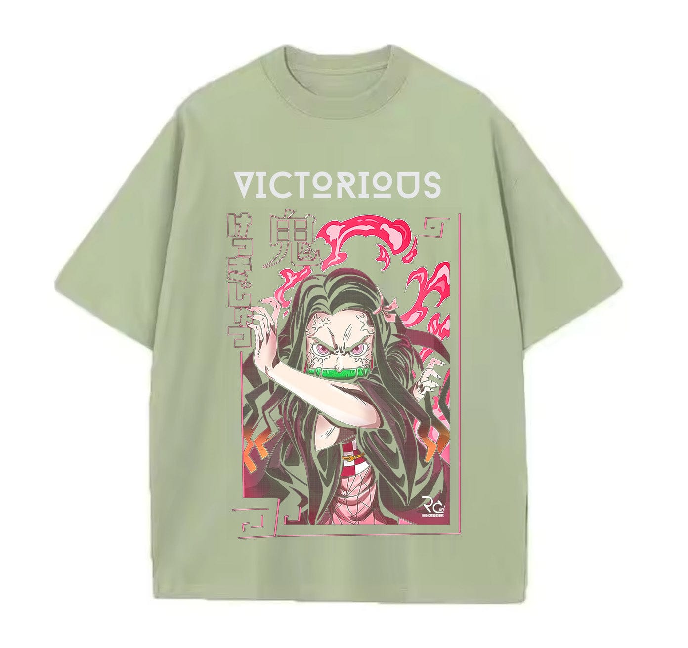 Light Green / XS Nezuko (Demon Slayer)  Anime Oversize T-Shirt