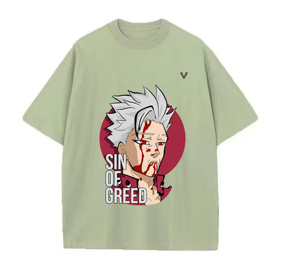Light Green / XS Sin of Greed (Seven Deadly Sins) Anime Oversize T-Shirt