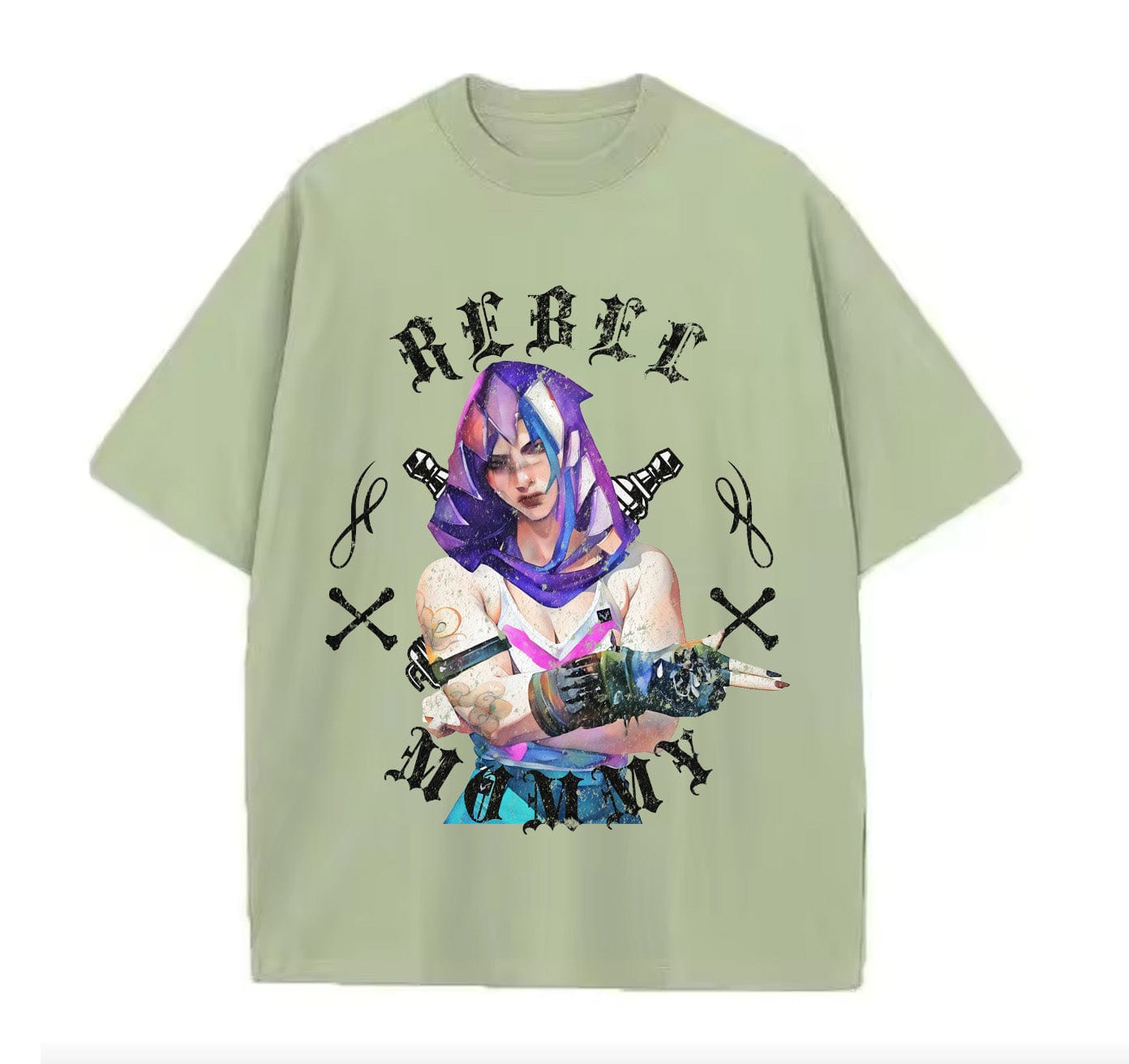 Light Green / XS VI Rebel Mommy (Arcane) Anime Oversize T-shirt
