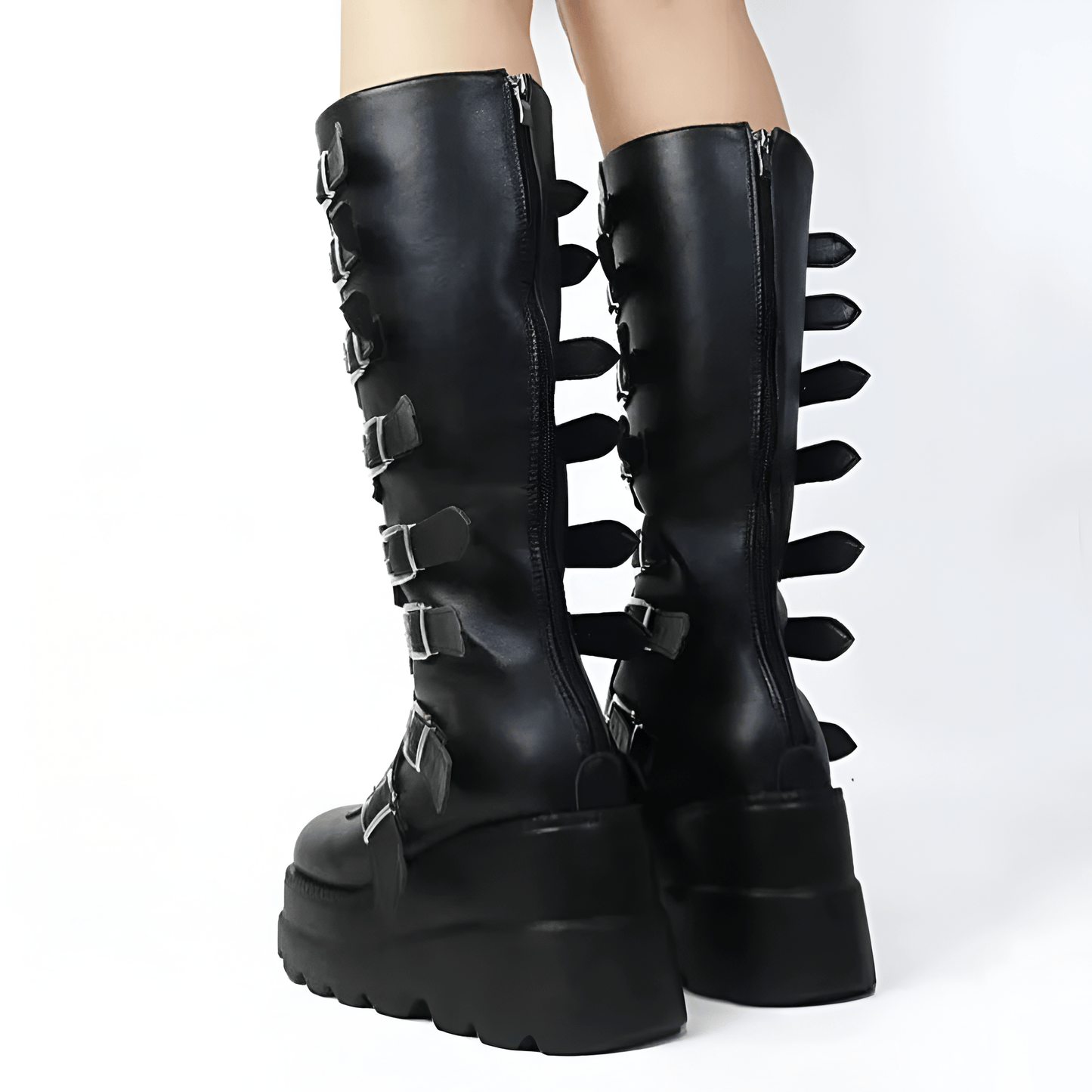 Long Boots Gothic style with Platform / Knee High Vegan Leather