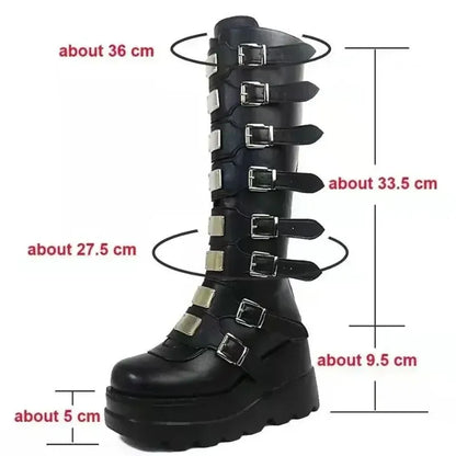 Long Boots Gothic style with Platform / Knee High Vegan Leather