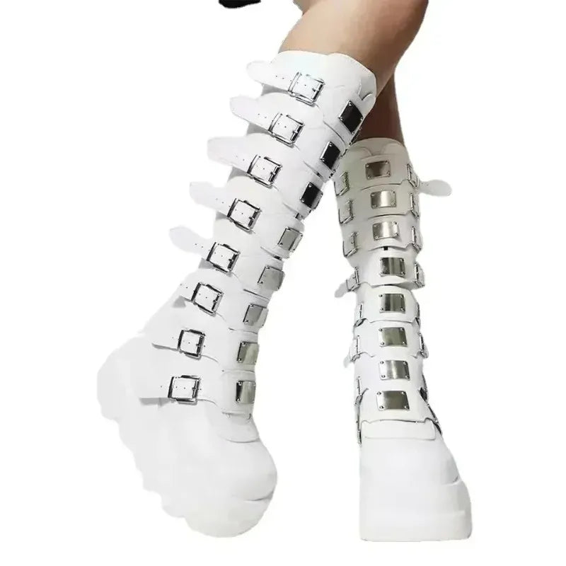 Long Boots Gothic style with Platform / Knee High Vegan Leather