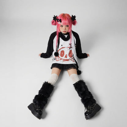 Long Sleeve Faux Two Piece Harajuku Rock Emo Top