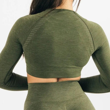 Long Sleeve Gym Crop Top / Women's Moisture-Wicking Gym Top/  Victorious Guardian