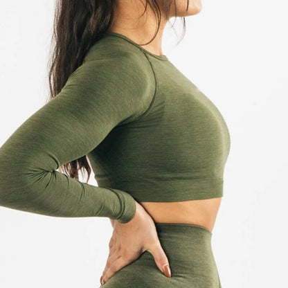 Long Sleeve Gym Crop Top / Women's Moisture-Wicking Gym Top/  Victorious Guardian