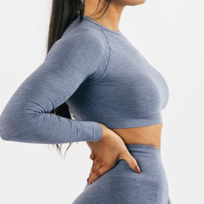 Long Sleeve Gym Crop Top / Women's Moisture-Wicking Gym Top/  Victorious Guardian