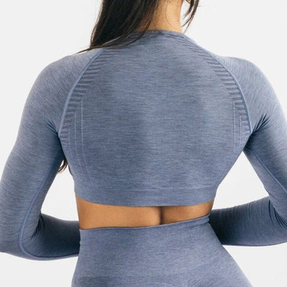 Long Sleeve Gym Crop Top / Women's Moisture-Wicking Gym Top/  Victorious Guardian