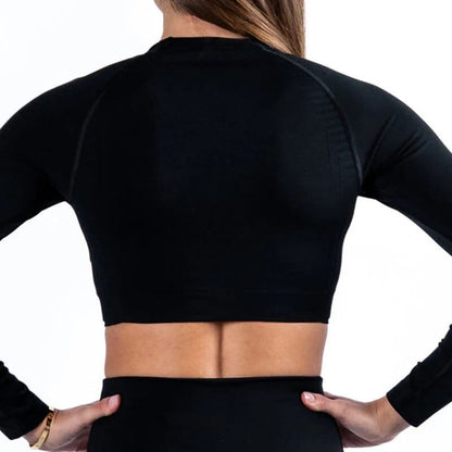 Long Sleeve Gym Crop Top / Women's Moisture-Wicking Gym Top/  Victorious Guardian