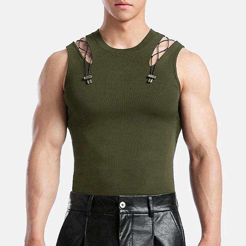 Mesh Tech Hollow Ribbed Tank Top/ Unisex / activewear & casual
