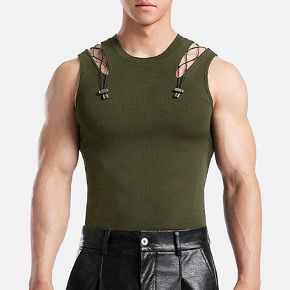 Mesh Tech Hollow Ribbed Tank Top/ Unisex / activewear & casual