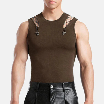 Mesh Tech Hollow Ribbed Tank Top/ Unisex / activewear & casual