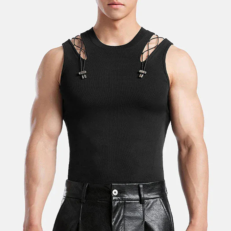 Mesh Tech Hollow Ribbed Tank Top/ Unisex / activewear & casual