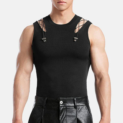 Mesh Tech Hollow Ribbed Tank Top/ Unisex / activewear & casual