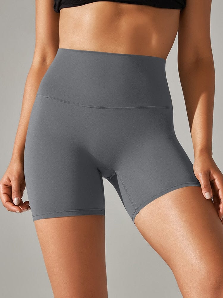 Mid Grey / XS Ride Biker Shorts Medium-Height/ Women's Training Shorts/ Women's Yoga Shorts (Ellie Survivor)