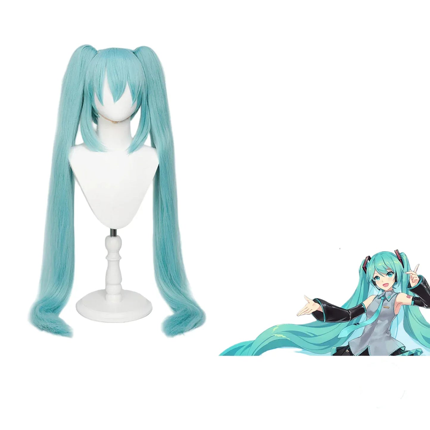 Miku Wig Hatsune Miku Anime Cosplay Wig/ 110cm Double Ponytail Synthetic Fiber Wig