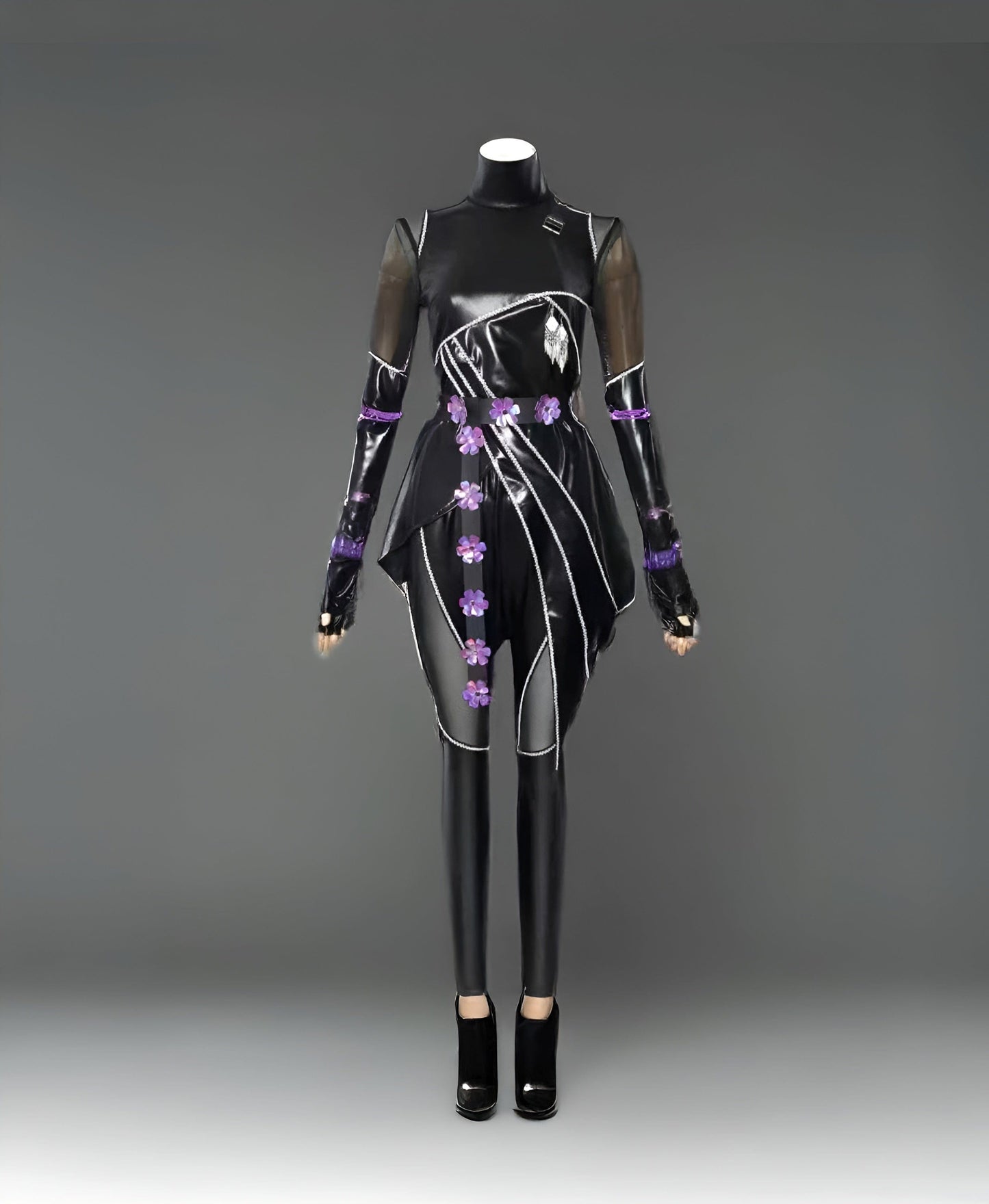 Mira Costume No Wig / kids 110 Kpop Demons Hunters Rumi, Zoey, Mira Cosplay - Black Outfits