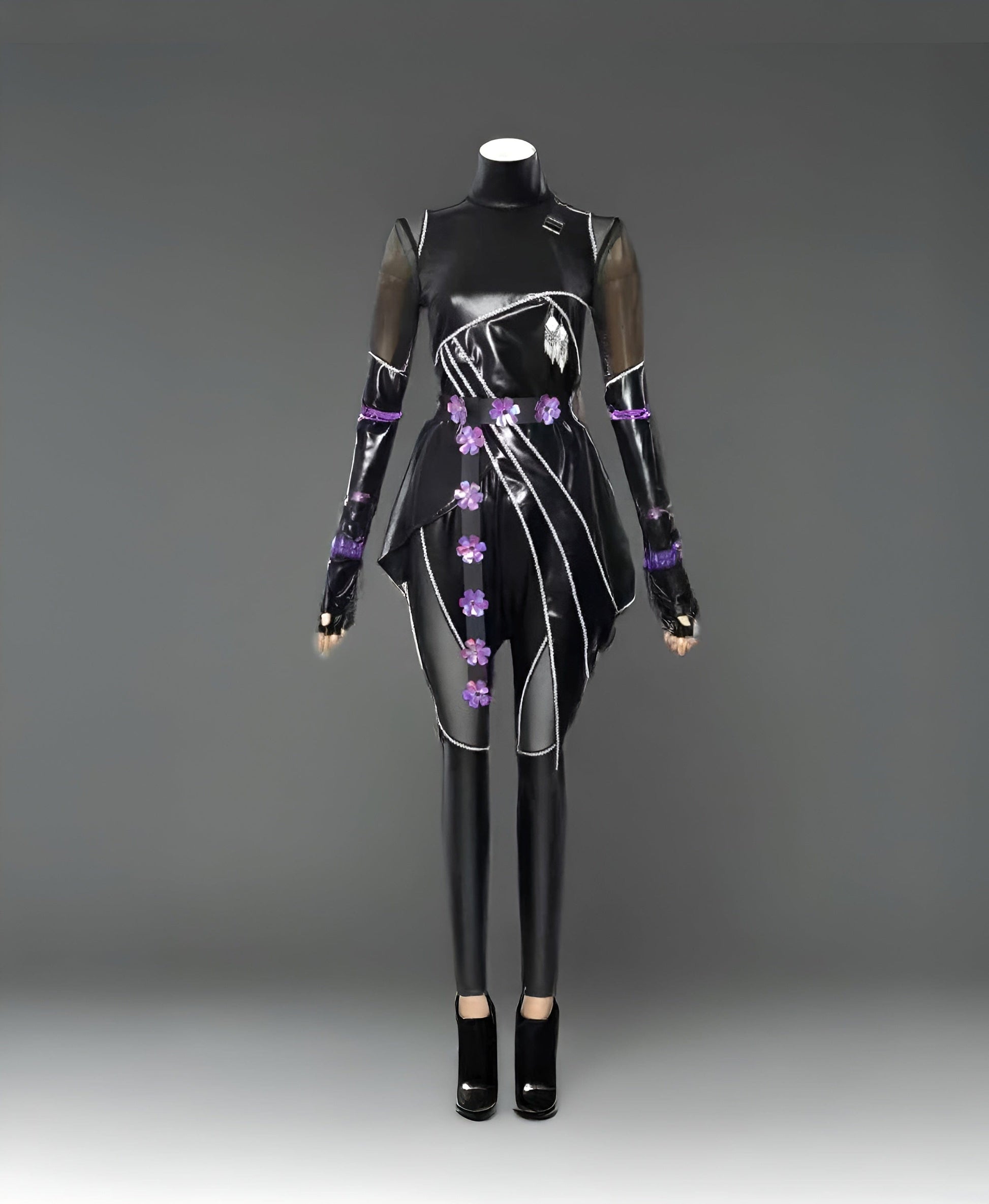 Mira Costume No Wig / kids 110 Kpop Demons Hunters Rumi, Zoey, Mira Cosplay - Black Outfits