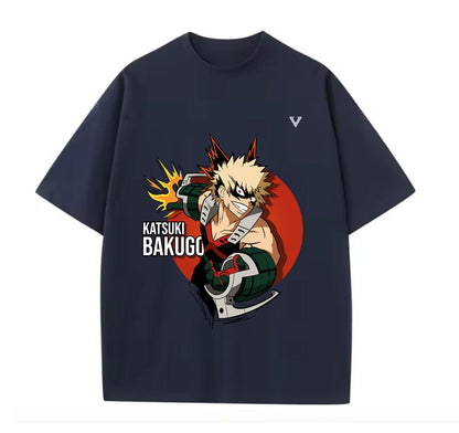 Navy Blue / XS Katsuki Bakugo (My Hero Academia) Anime Oversize T-Shirt
