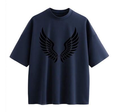 Navy Blue / XS Leaf‑Swirl Symbol Anime Oversize T-Shirt