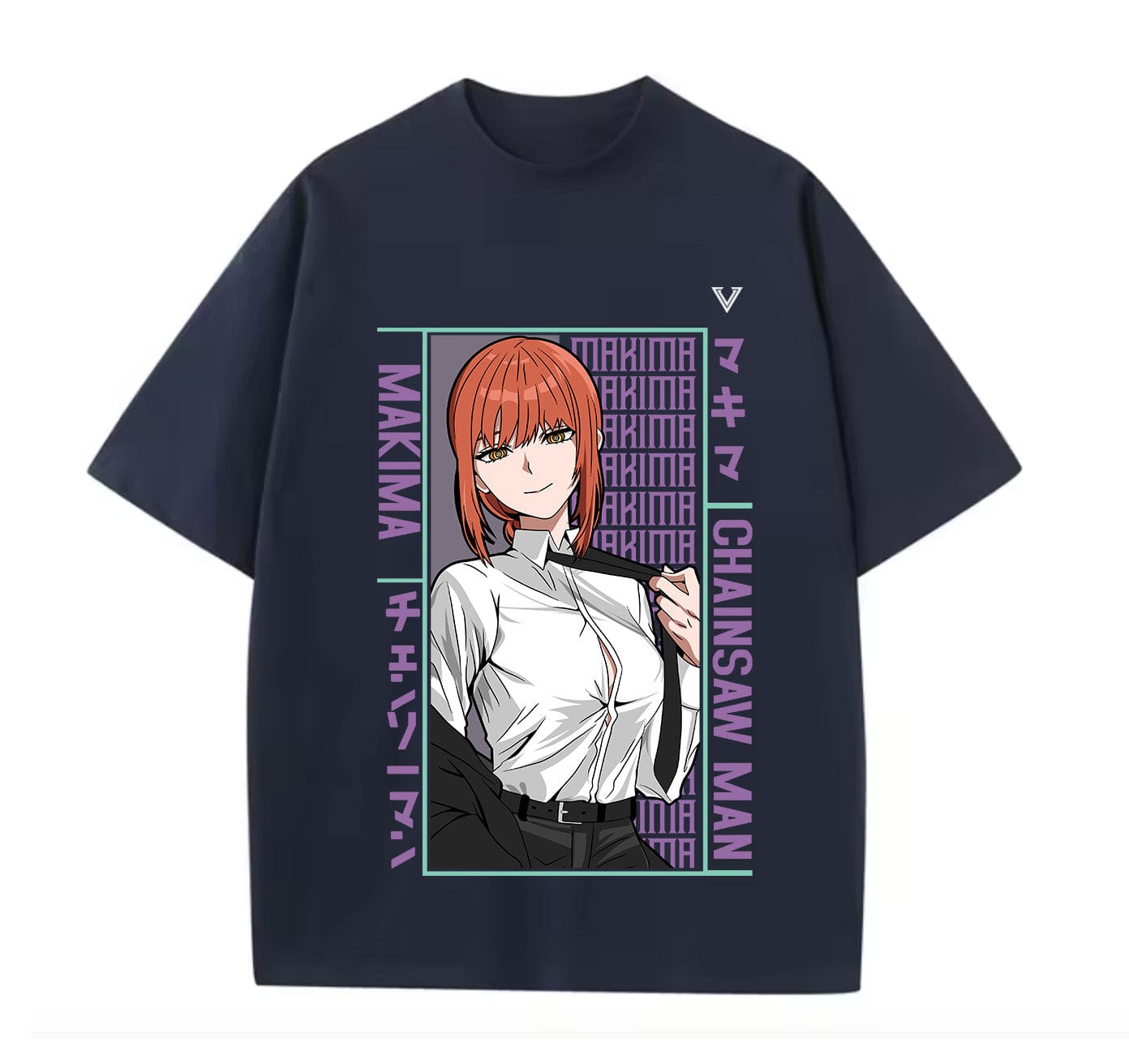 Navy Blue / XS Makima (Chainsaw Man) Anime Oversize T-Shirt